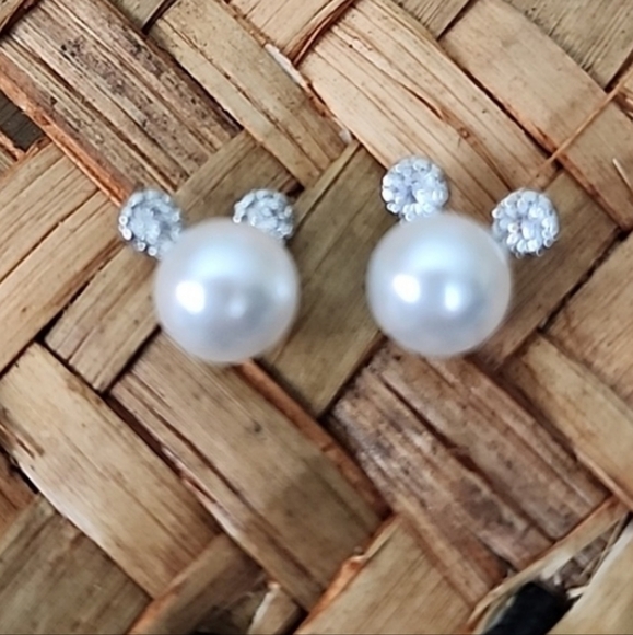 Disney Jewelry - Petite MICKEY Mouse  Earrings M Gem Simulated Pearl 925S